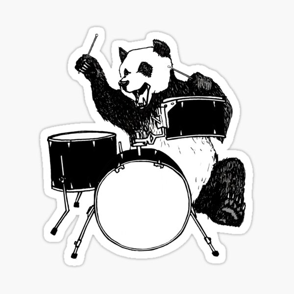 Cute Panda Playing Drum with Stick Music Cartoon Vector Icon Illustration -  Panda - Sticker