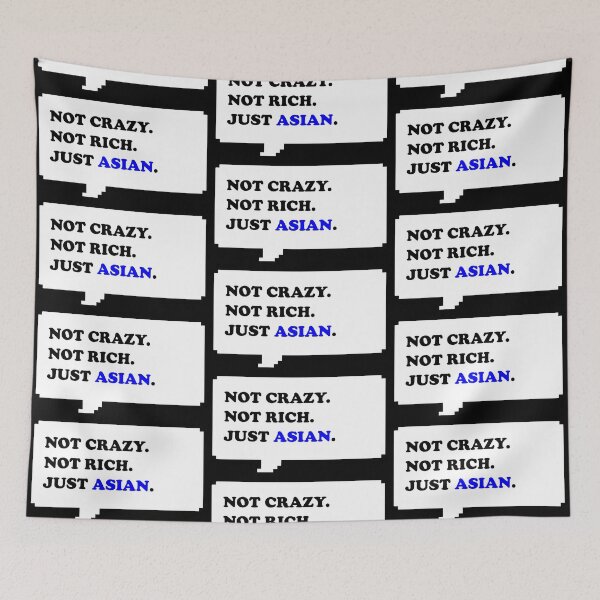 Item preview, Not Crazy Not rich just Asian for Asian people funny retro free speech bubble with black and blue typography - Dark mode designed and sold by Deegital18.