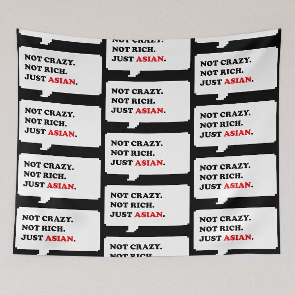 Item preview, Not Crazy Not rich just Asian for Asian people funny retro free speech bubble with black and red typography - Dark mode designed and sold by Deegital18.