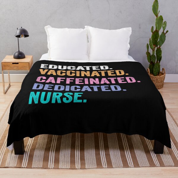 Item preview, Educated Vaccinated Caffeinated Dedicated nurse shirt, Funny nurse Christmas Gift designed and sold by xlnv.