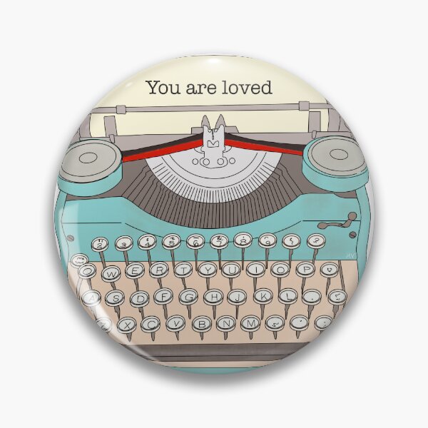 Item preview, Vintage Typewriter You are Loved in peach and duckegg blue designed and sold by Helen Vallance.