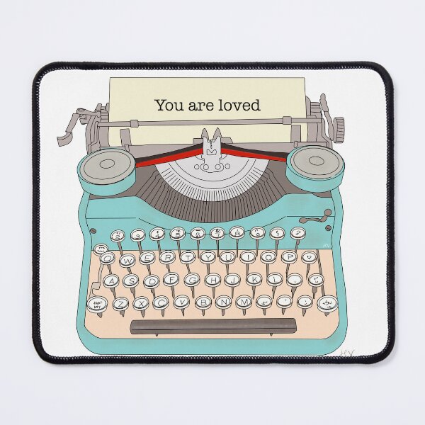 Item preview, Vintage Typewriter You are Loved in peach and duckegg blue designed and sold by Helen Vallance.