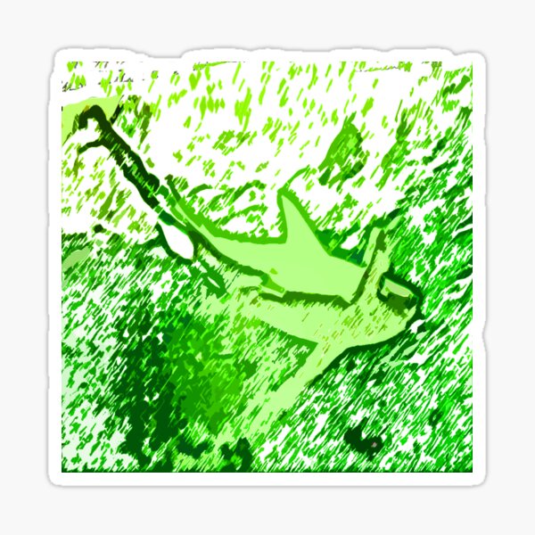 Green Sharks Swimming in Darkness Sticker