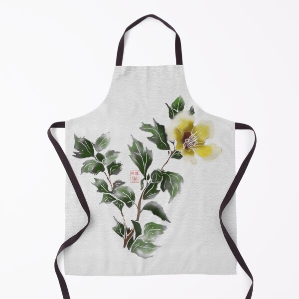Item preview, Yellow watercolor and sumie ink hibiscus on textured paper designed and sold by CuisineCat.