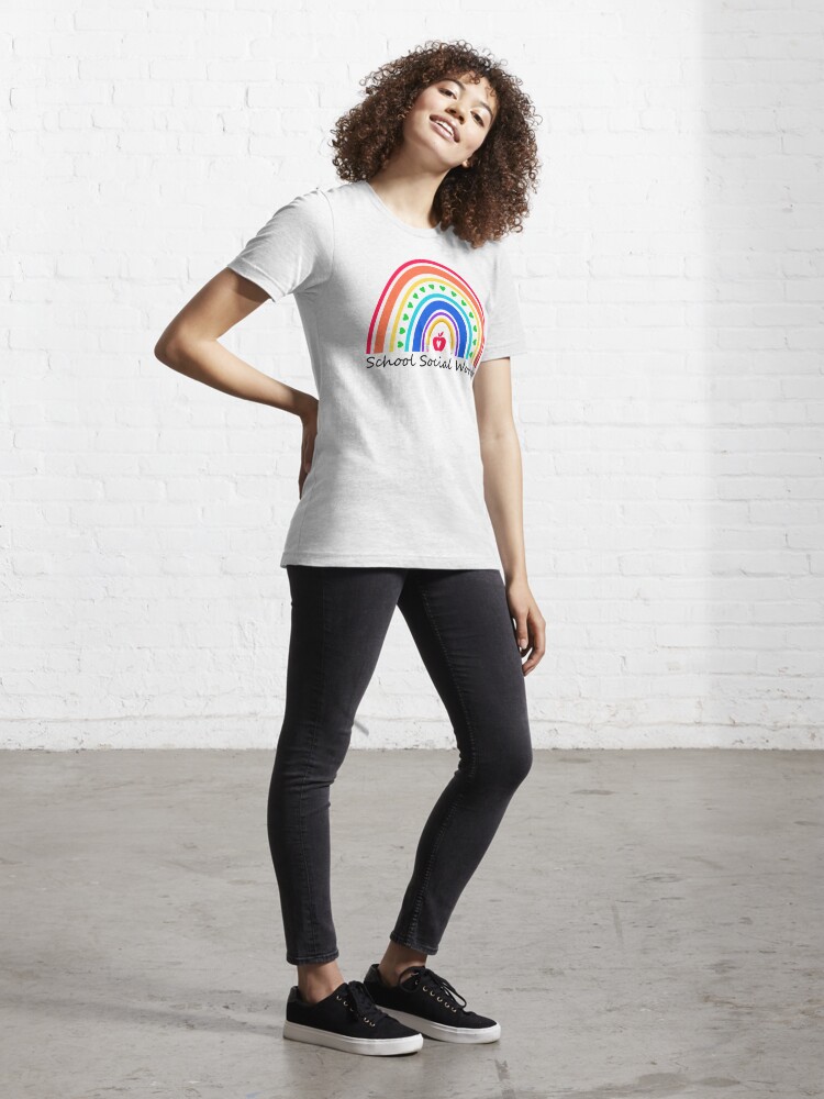 School Social Worker Rainbow Funny Work Love | Essential T-Shirt