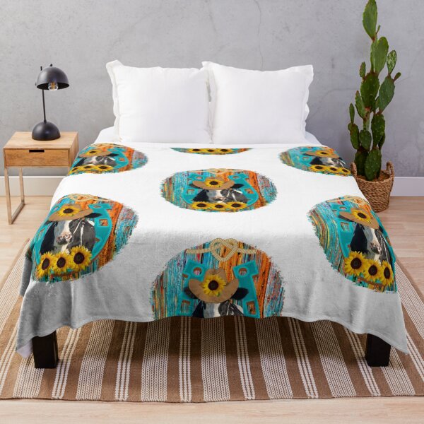 Item preview, Western Rodeo Cow with Sunflowers designed and sold by speakupandshine.