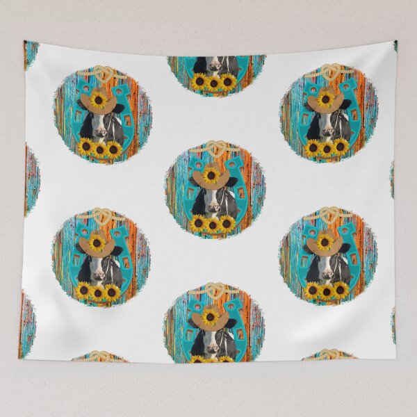 Item preview, Western Rodeo Cow with Sunflowers designed and sold by speakupandshine.