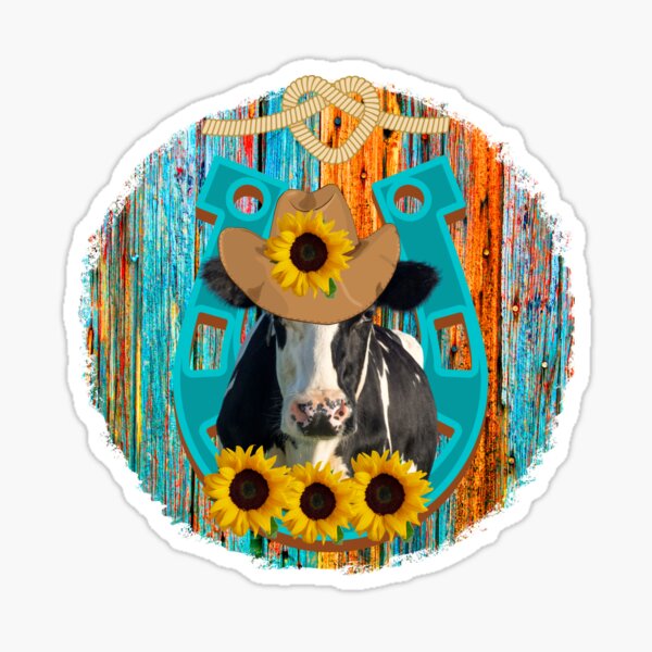 Item preview, Western Rodeo Cow with Sunflowers designed and sold by speakupandshine.
