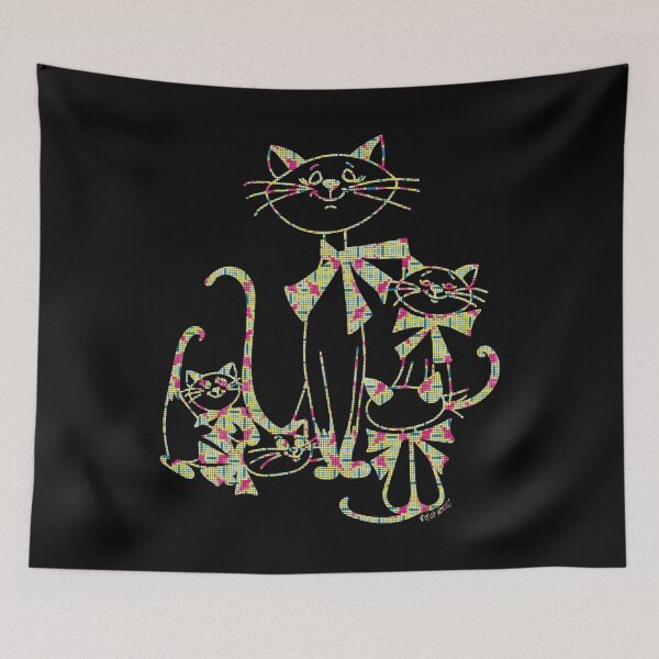 Item preview, The cat Myriam, a maternal and feline love for her kittens designed and sold by PolairmozaiC.