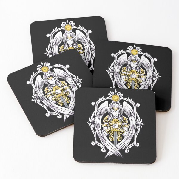 Item preview, DND PALADIN DICE, DND CLERIC, Holy oath knight woman with yellow armor, sword and angel wings designed and sold by DungeonAtelier.