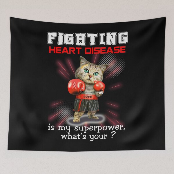 Item preview, Funny Cat Fighting Heart Disease Is My Superpower What's Your designed and sold by Kohend.