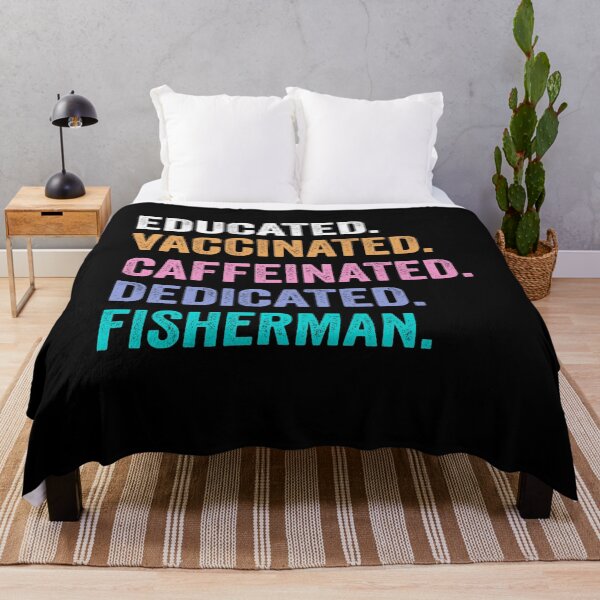 Item preview, Educated Vaccinated Caffeinated Dedicated fisherman shirt, Funny fisherman Christmas Gift designed and sold by xlnv.