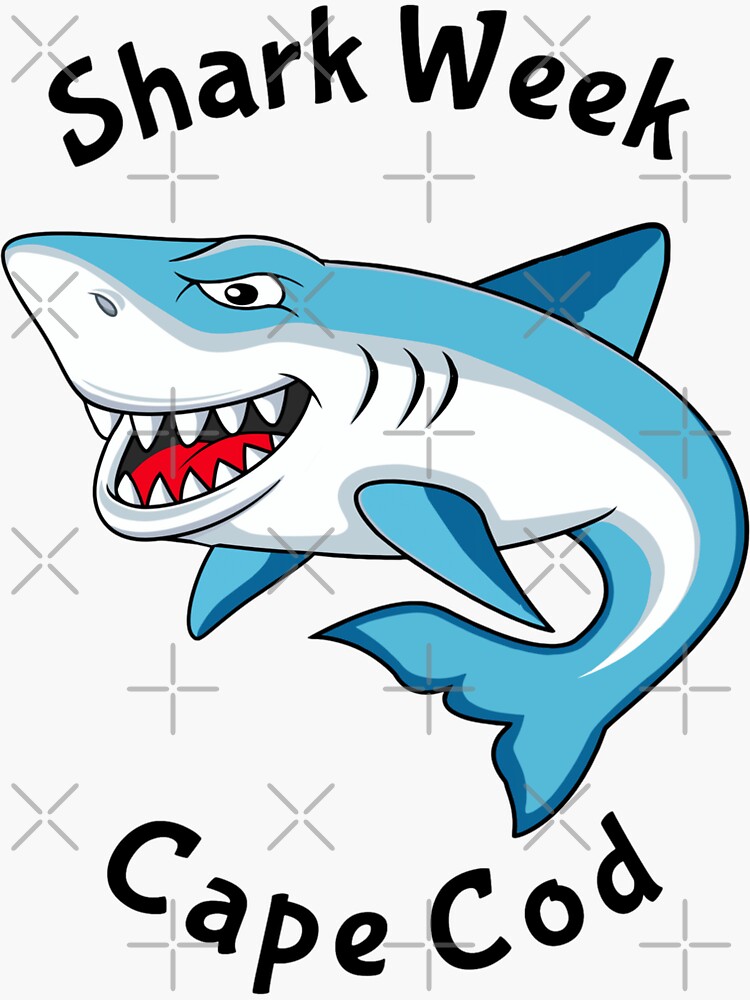 "Shark Week Cape Cod Cartoon Shark with a Big Bite!" Sticker by