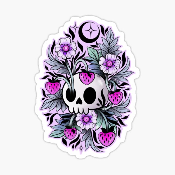 Item preview, Pink Strawberry skull  designed and sold by Texdoodles.