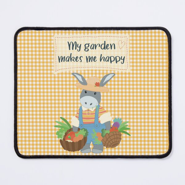 Item preview, My garden makes me happy, cute picture with a gardener with his own grown vegetables designed and sold by marina63.