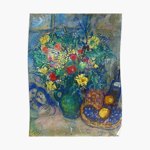 CHAGALL Marc : Bouquet champêtre aux amoureux - LITHOGRAPHIE numérotée et signée, 500ex Poster