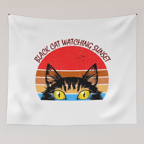 Item preview,  Black Cat Watching Sunset designed and sold by yassooarts.