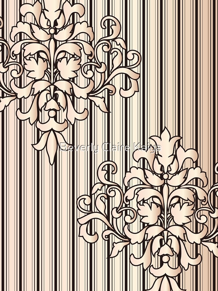 Damask Stripes Girly Neutral Monochrome by beverlyclaire