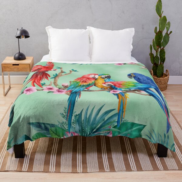 Item preview, Five cheeky and clever parrots in a watercolor tropical paradise designed and sold by Orianah.