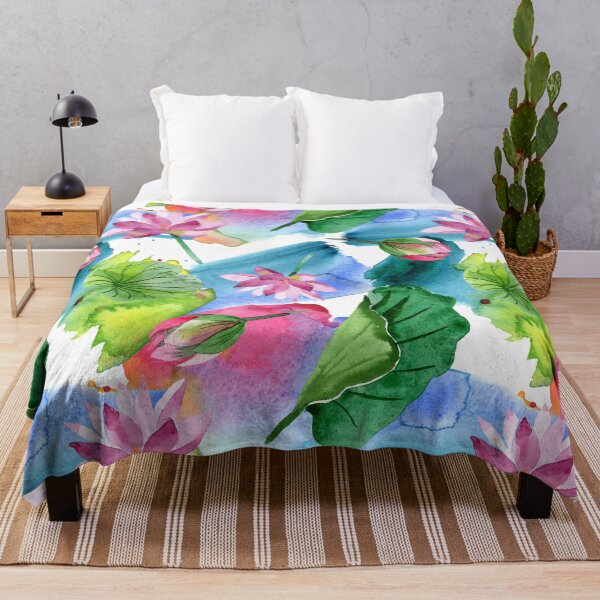 Item preview, Watercolor Lotus Flowers Botanical designed and sold by silviaol.