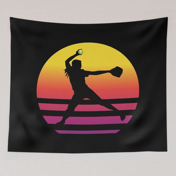 Item preview, Lanzador de silueta al atardecer Softbol de lanzamiento rápido designed and sold by 99Fastpitch.