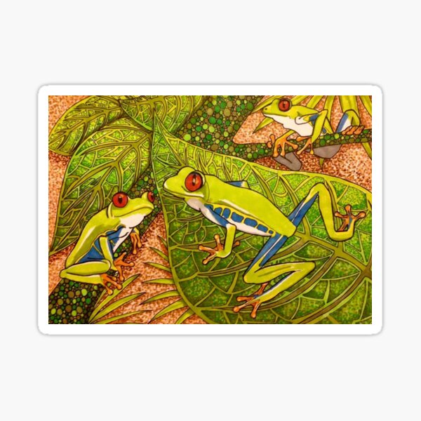 Cute and colourful tree frogs Sticker
