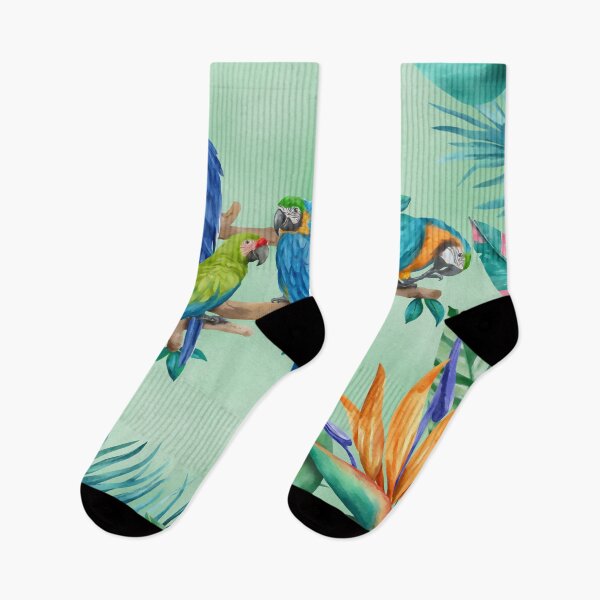 Item preview, Six cheeky and clever parrots in a watercolor tropical paradise designed and sold by Orianah.