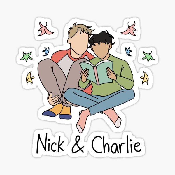 Vista previa del artículo con la obra «Heartstopper Nick Nelson y Charlie Spring leyendo un libro», diseñado y vendido por Lucesco.