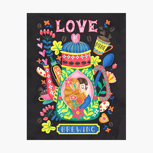 Coffee Lovers-Love Is Brewing Photographic Print