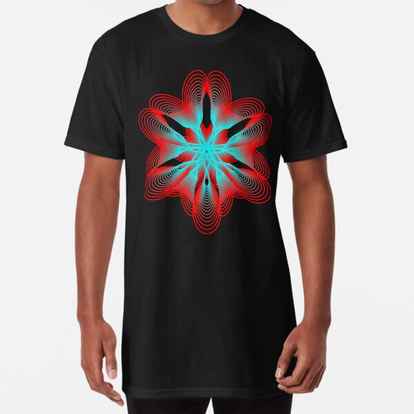 Spirograph with Red and Blue Long T-Shirt