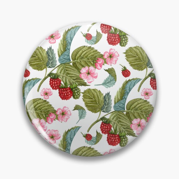 Item preview, Raspberry Branches with Leaves and Flowers Pattern designed and sold by silviaol.