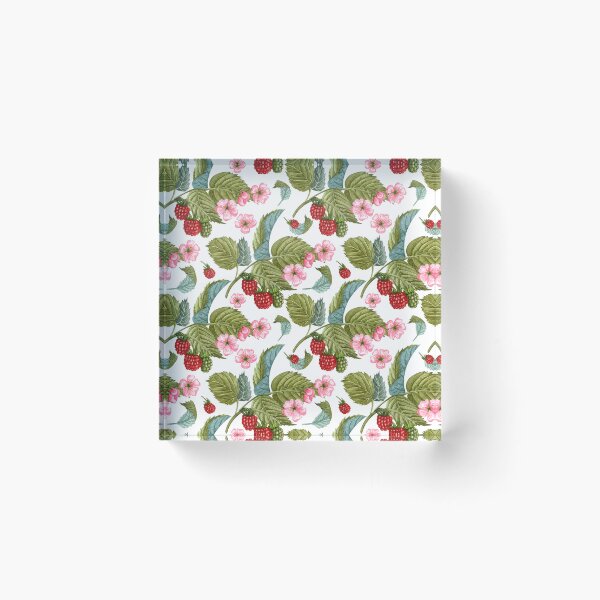 Item preview, Raspberry Branches with Leaves and Flowers Pattern designed and sold by silviaol.