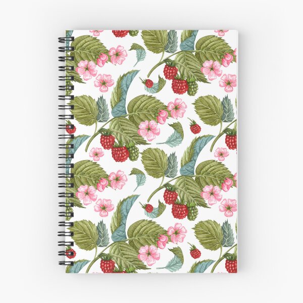Item preview, Raspberry Branches with Leaves and Flowers Pattern designed and sold by silviaol.