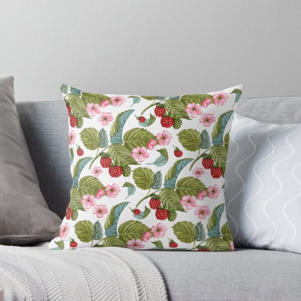 Item preview, Raspberry Branches with Leaves and Flowers Pattern designed and sold by silviaol.