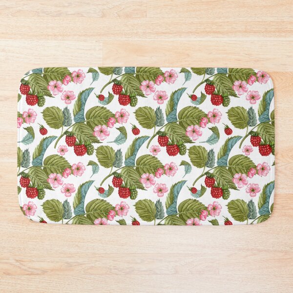 Item preview, Raspberry Branches with Leaves and Flowers Pattern designed and sold by silviaol.
