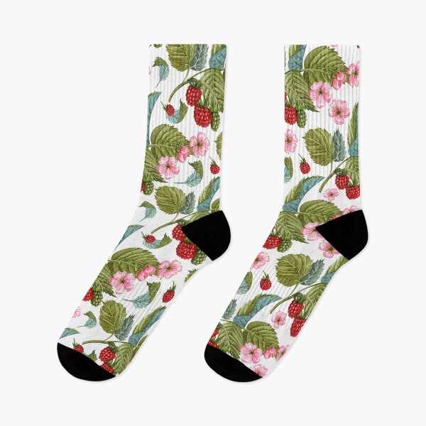 Item preview, Raspberry Branches with Leaves and Flowers Pattern designed and sold by silviaol.