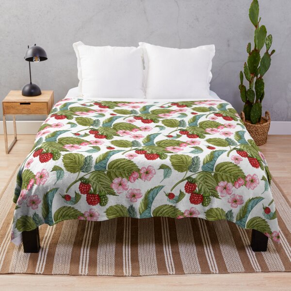 Item preview, Raspberry Branches with Leaves and Flowers Pattern designed and sold by silviaol.