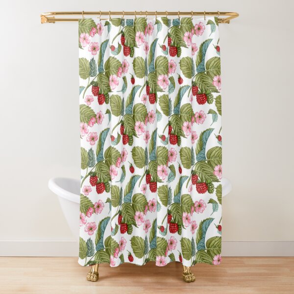 Item preview, Raspberry Branches with Leaves and Flowers Pattern designed and sold by silviaol.