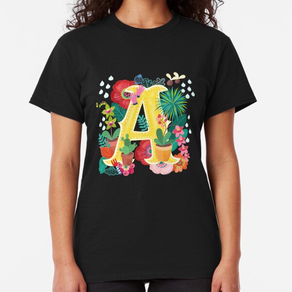 Spring Floral Initial Letter A Classic T-Shirt