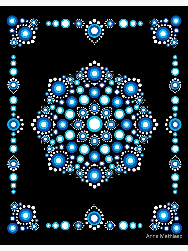 Punkt Kunst Mandala Blaue Punkte Steinkunst Galeriedruck Von Lavalova Redbubble