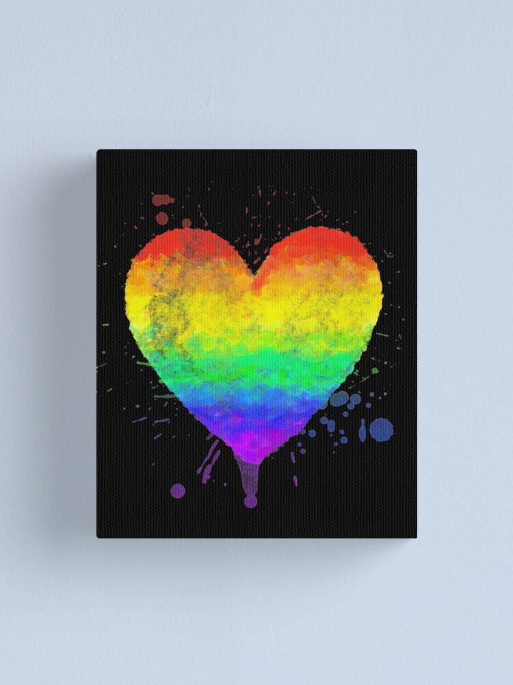 Sketched Rainbow Heart Canvas