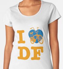 I Love Cycling DF 2 Yellow Blue / Yo Amo andar en Bicicleta en el DF / Chilango Pride / Orgullo Chilango Women's Premium T-Shirt