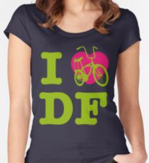I Love Cycling DF 2 Green Pink / Yo Amo andar en Bicicleta en el DF / Chilango Pride / Orgullo Chilango Women's Fitted Scoop T-Shirt