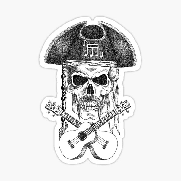 Ukulele Pirate Skull Sticker