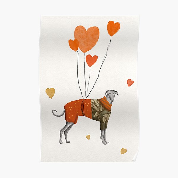 The greyhound with the orange balloons Poster