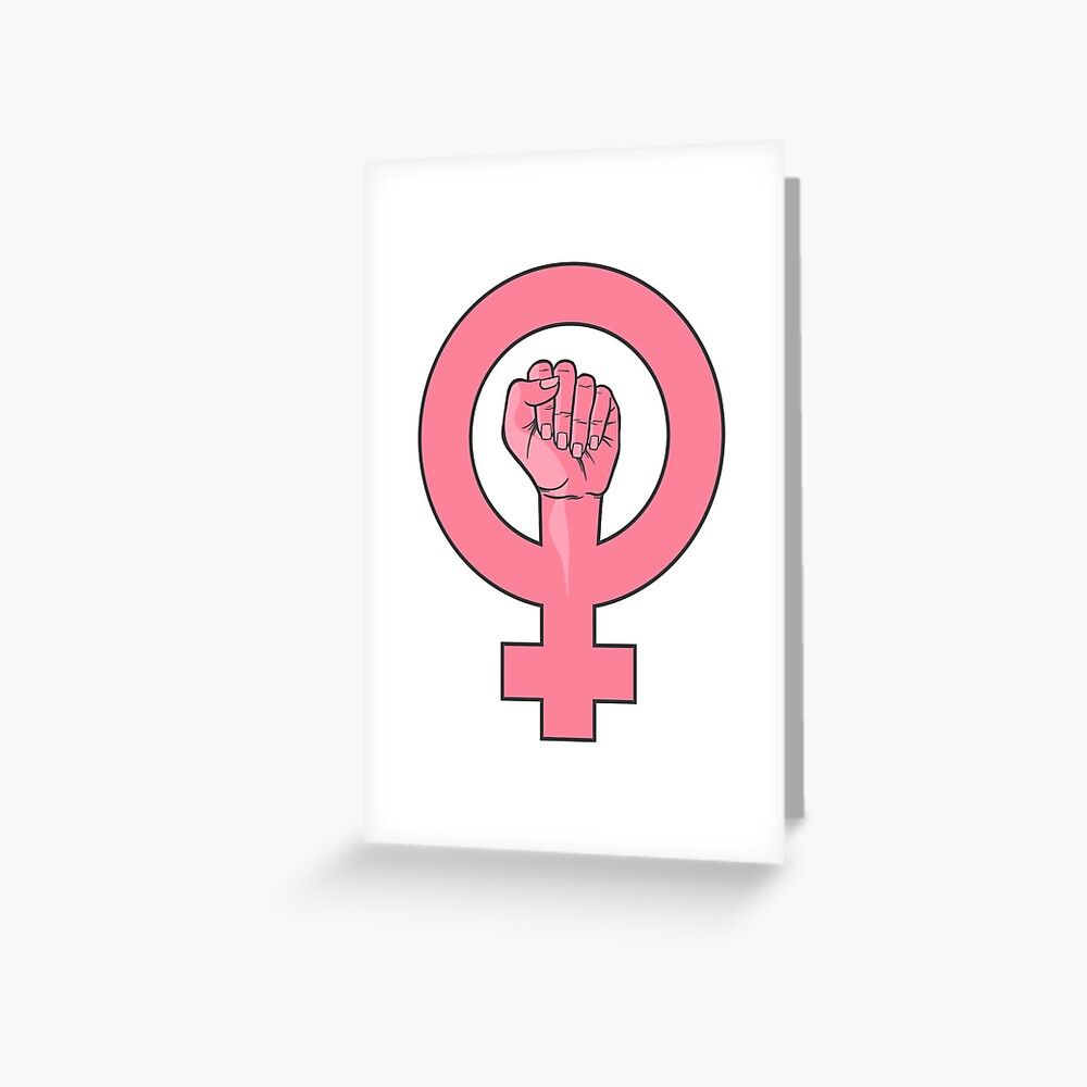 Pink Feminist Women Female Gender Sign Fist Greeting Card For Sale By Totalitydesigns Redbubble 