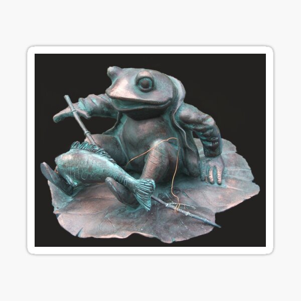 Item preview, Frog Fishing Sculpture by Adelaide Artist Avril Thomas designed and sold by AvrilThomasart.