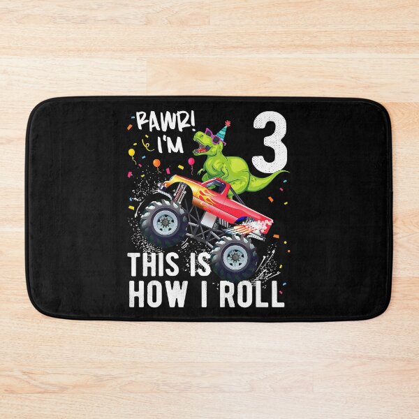 Item preview, Kids 3 Year Old T Rex Dinosaur Monster Truck Rawr Im 3 This Is How I Roll 3rd Birthday Boys And Girls designed and sold by HugheDemeyer.