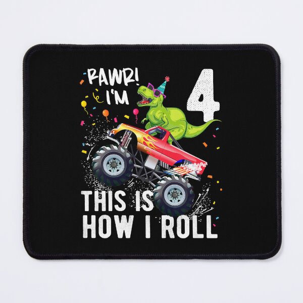 Item preview, Copy of Kids 4 Year Old T Rex Dinosaur Monster Truck Rawr Im 4 This Is How I Roll 4th Birthday Boys And Girls designed and sold by HugheDemeyer.