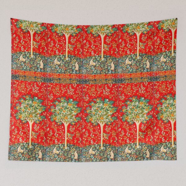 Item preview, Millefleurs tapestry orange tree with bunnies designed and sold by MagicStrawberry.